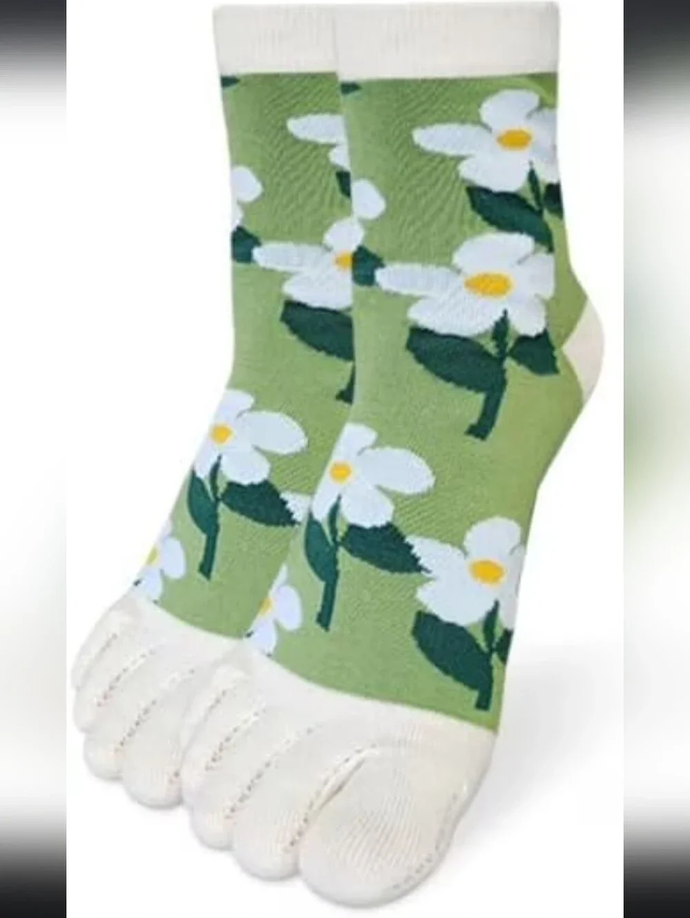 NWT 2 Pair Floral Five Toe Cotton Socks Womens SIZE  5-8
